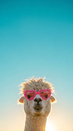 Alpaca Wearing Pink Heart Sunglasses