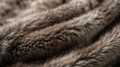 Macro Brown Faux Fur Textile Folds