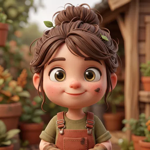 Cute 3D Chibi Gardener Portrait