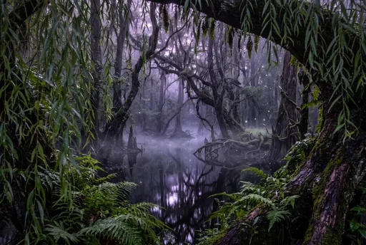 Enchanted Misty Swamp at Twilight