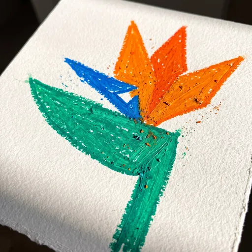 Oil Pastel Bird of Paradise Drawing