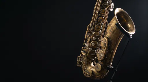 Vintage Brass Saxophone on Dark Background