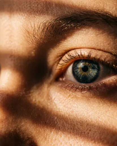 Sunlit Blue Eye Macro Close-Up