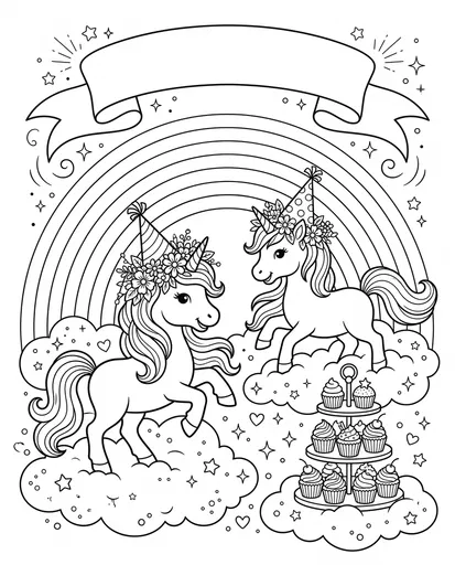 Unicorn Birthday Party Coloring Page