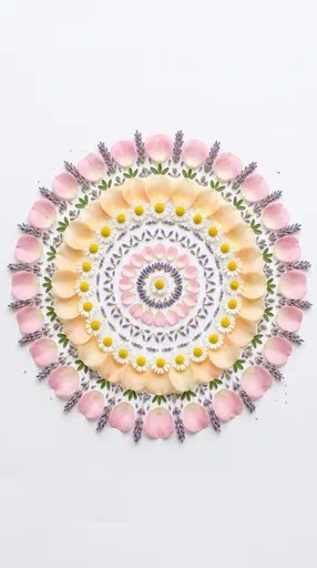 Pastel Floral Mandala On White Background