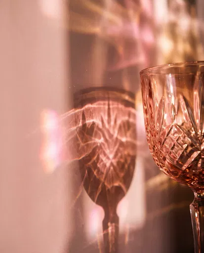 Rose Crystal Glass Casting Pink Caustic Shadows