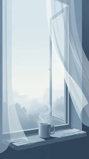 Steaming Mug on Morning Windowsill Illustration