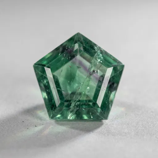 Green Pentagon Cut Fluorite Gemstone Macro