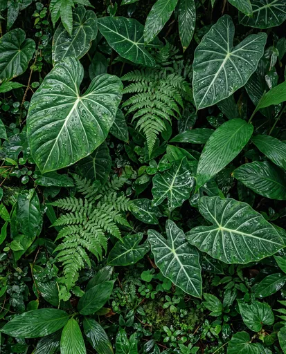 Lush Tropical Rainforest Foliage Texture