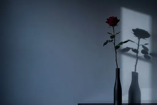 Single Dark Red Rose in Black Vase
