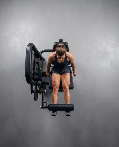 Overhead View of Woman on Leg Extension