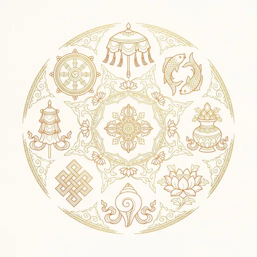 Eight Auspicious Buddhist Symbols Mandala