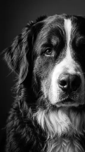 Monochrome Bernese Mountain Dog Portrait