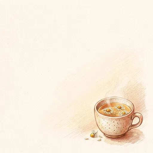 Chamomile Tea Colored Pencil Illustration