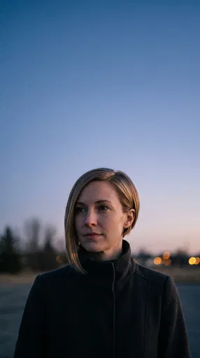 Woman With Asymmetrical Pixie Cut at Dusk