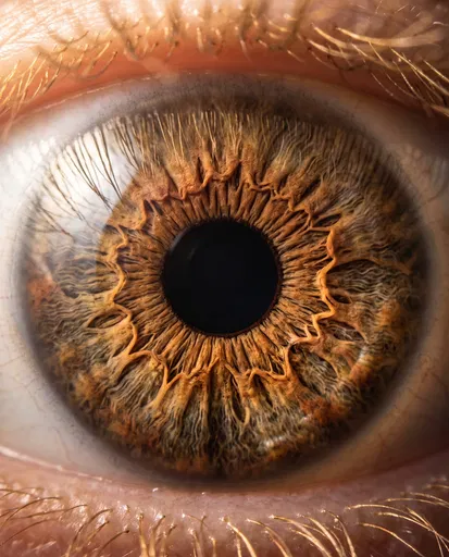 Extreme Macro Close-Up of Brown Iris
