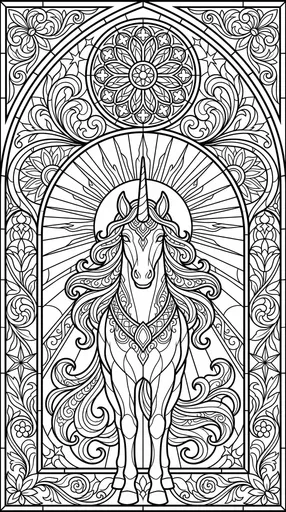 Stained Glass Unicorn Coloring Page