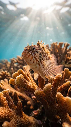 Spotted Hawkfish Perched on Coral Reef