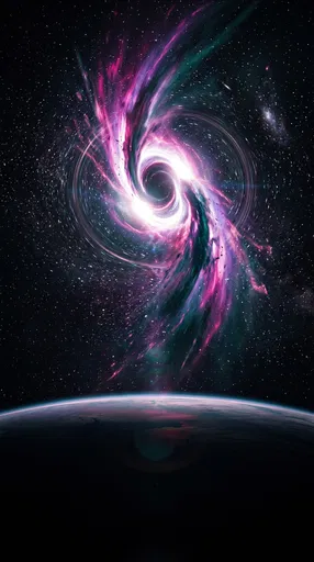Cosmic Magenta Wormhole Over Planetary Horizon