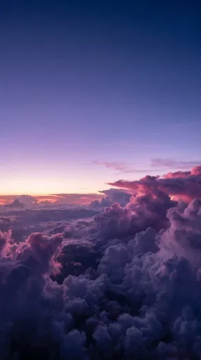 Aerial Twilight Sky Above Purple Clouds