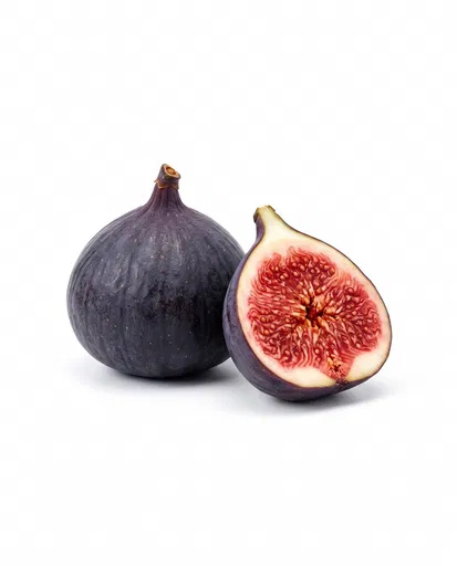 Fresh Whole and Halved Purple Figs