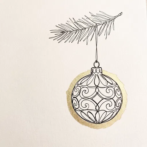 Minimalist Ink Christmas Bauble with Gold Halo