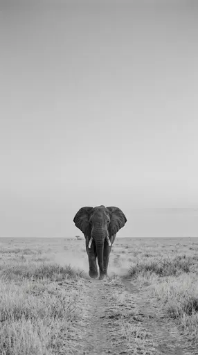 Lone Elephant Walking on Savannah Path
