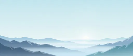 Minimalist Blue Mountain Ridges in Morning Mist