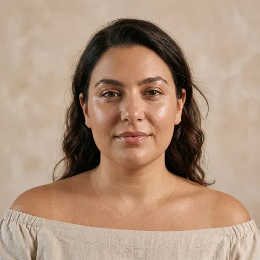 Portrait of Woman with Dewy Skin