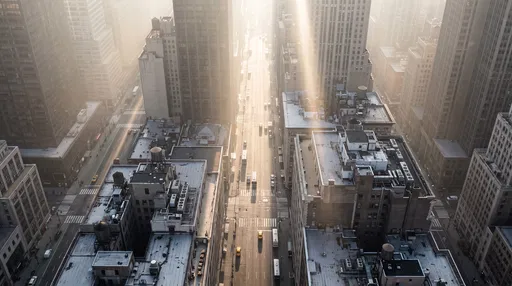 Aerial View of Sunlit Manhattan Streets