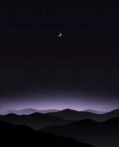 Minimalist Night Sky Over Mountain Silhouettes