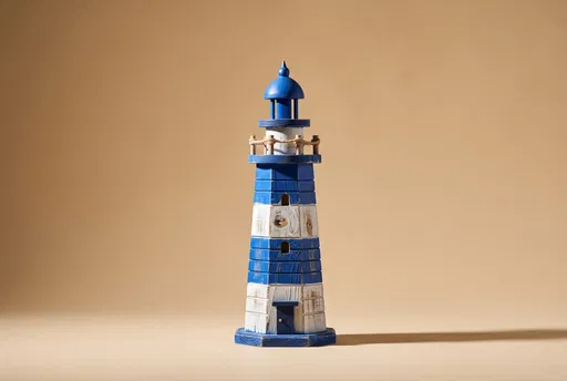 Blue and White Wooden Decorative Lighthouse