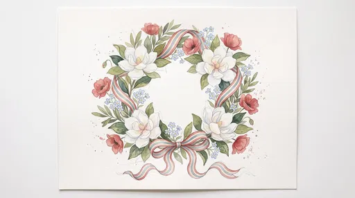 Pastel Watercolor Floral Americana Wreath