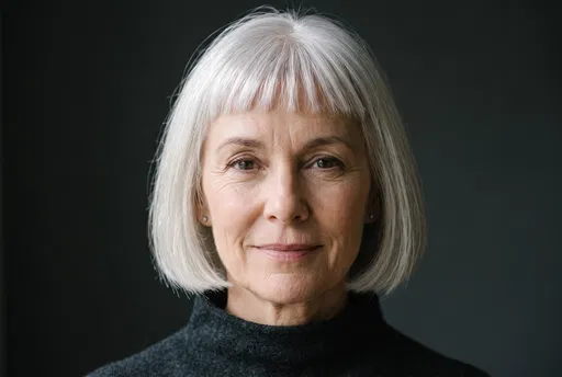 Mature Woman With Silver Bob Haircut