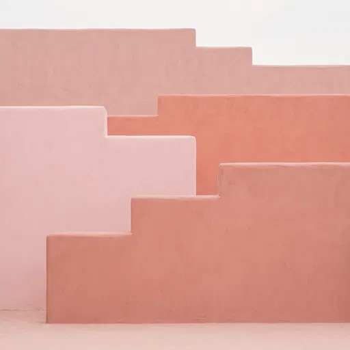 Minimalist Pastel Pink Stepped Adobe Walls