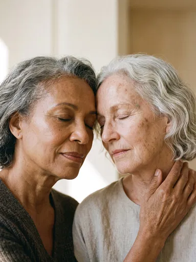 Intimate Portrait of Two Older Women