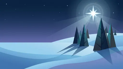 Minimalist Winter Landscape with Glowing Star