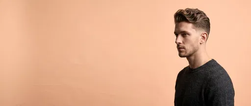 Man With Wavy Quiff Against Peach Backdrop