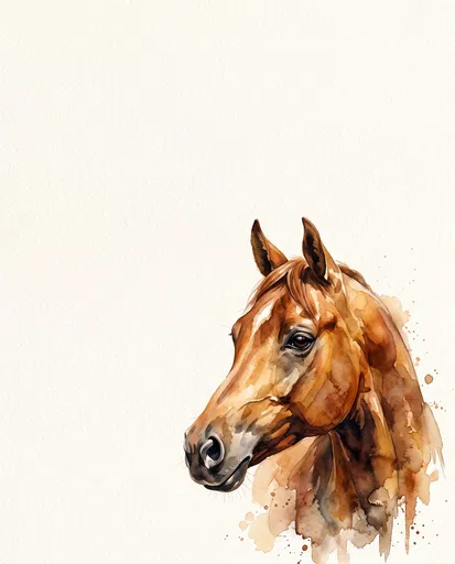 Watercolor Chestnut Horse Head Illustration