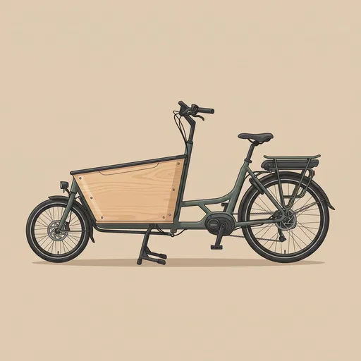 Electric Cargo Bicycle Vector Illustration