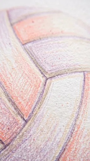 Macro Pastel Colored Pencil Volleyball Sketch
