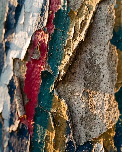 Peeling Colorful Graffiti Paint on Concrete