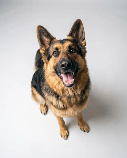 German Shepherd Looking Up in Studio