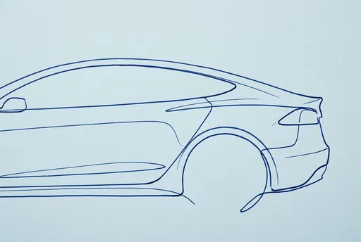 Minimalist Blue Ink Car Profile Sketch