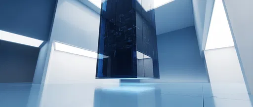 Floating Blue Glass Supercomputer Monolith