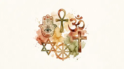 Watercolor World Religious Symbols Illustration