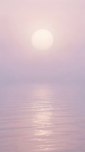 Pale Sun Over Pastel Misty Sea