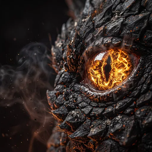Macro Close-Up of Fiery Monster Eye