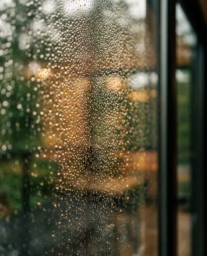 Water Droplets on Modern Glass Window