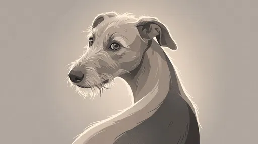 Muted Illustration of Wire-Haired Lurcher Dog